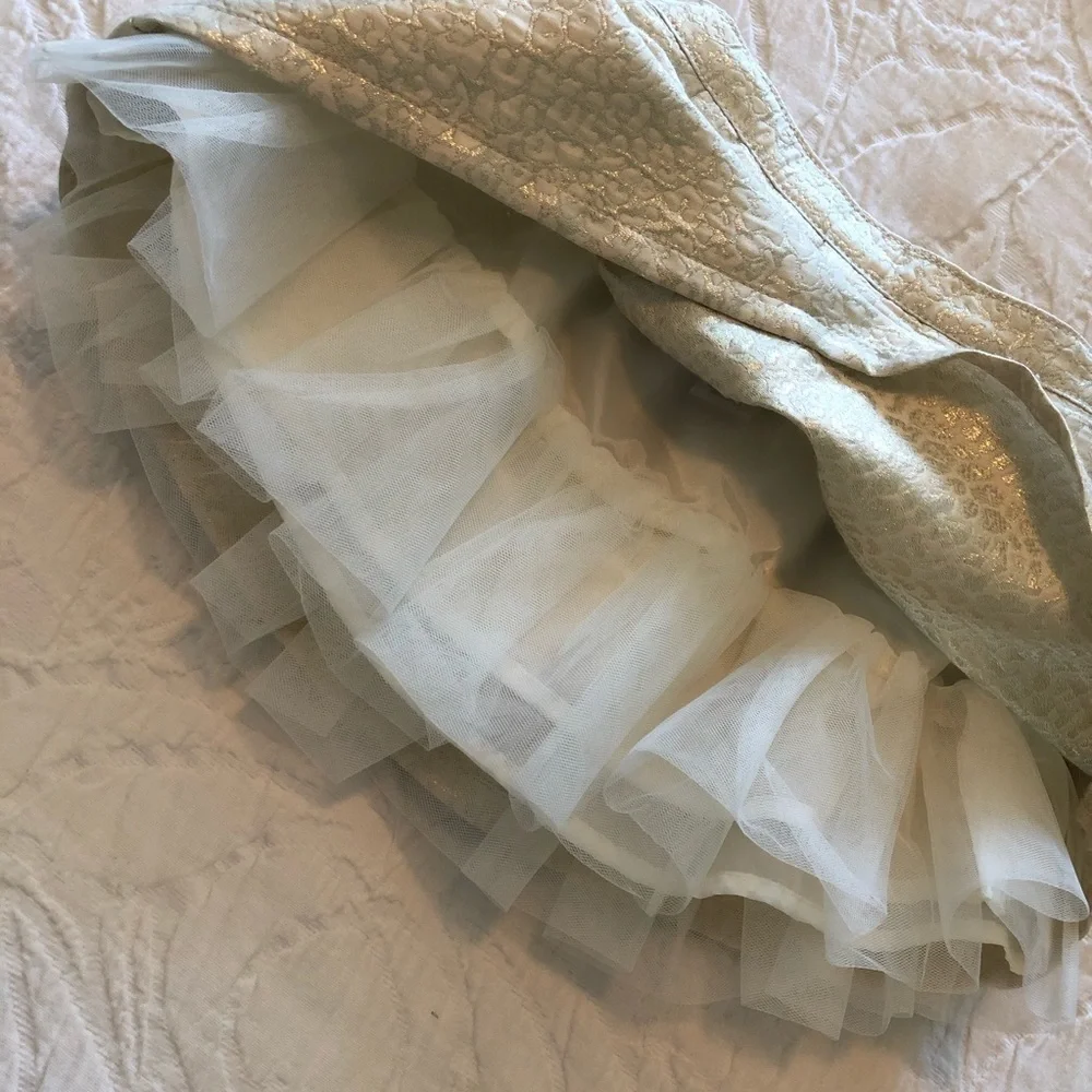 Gymboree Skirt Jacquard Pleated Tulle Shimmer Champagne Cream NWOT Girls Size 4T